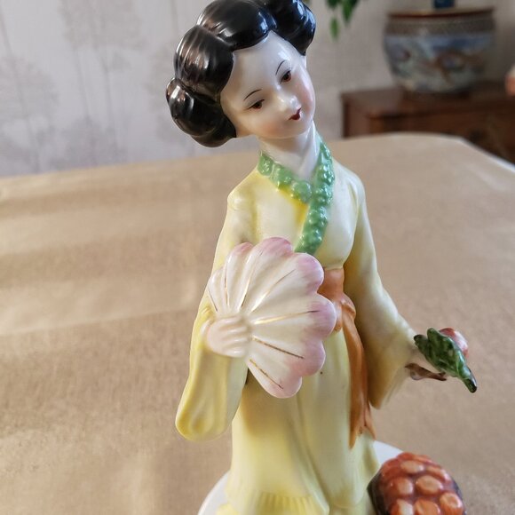 Vintage Japanese Geisha Porcelain Music Box 1960s Maruho Japan - Picture 9 of 14